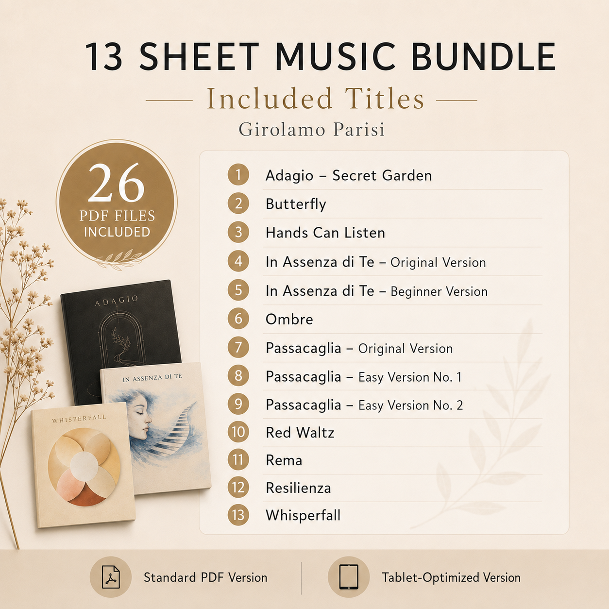 13 Piano Sheet Music Bundle | PDF + Tablet Versions